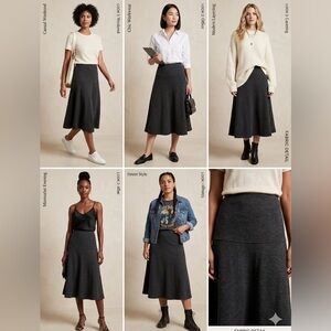 OGL Charcoal Flared Midi Skirt